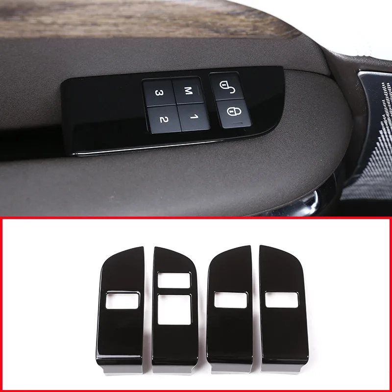 

4pcs ABS Black Glossy Chrome Car Child Safety Door Lock Switch Panel Cover Trim For Land Rover Discovery 5 LR5 L462 2017 2018