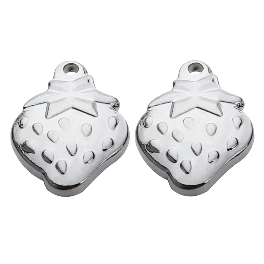 Ckysee 10Pcs/lot Stainless Steel Strawberry Apple Fruit Floating Chams Silver Tone Metal Pendant Charms For Diy Jewelry Making | Украшения