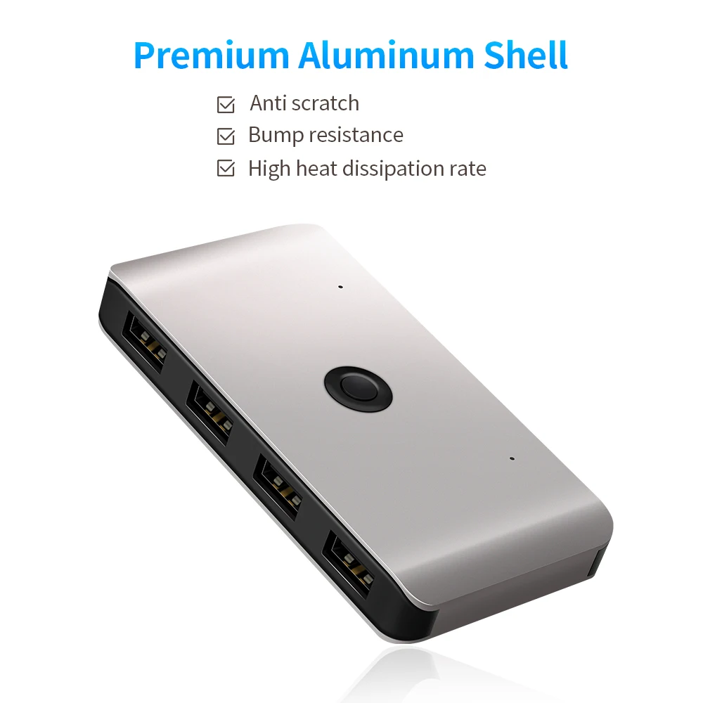 Rocketek USB KVM коммутатор USB 3,0 2,0 коммутатор 2 порта ПК обмен 4 устройства для клавиатуры мышь принтер монитор с 2 кабелями