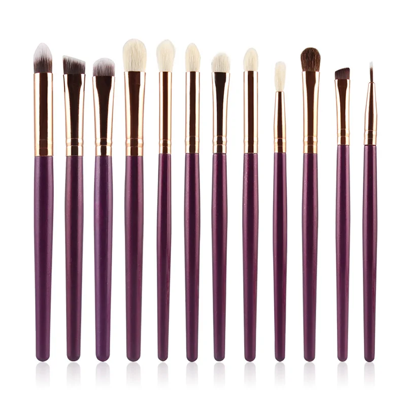 12 шт. фиолетовые кисти для макияжа Pinceis де Maquiagem тени век Make Up Set черный зеленый