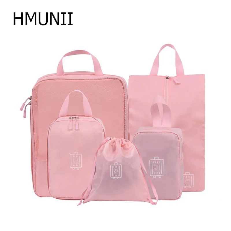 

HMUNII Fashion 5PCs/Set Travel Bag For Clothes Functional Travel Accessories Luggage Organizer High Capacity Packing Cubes Bags