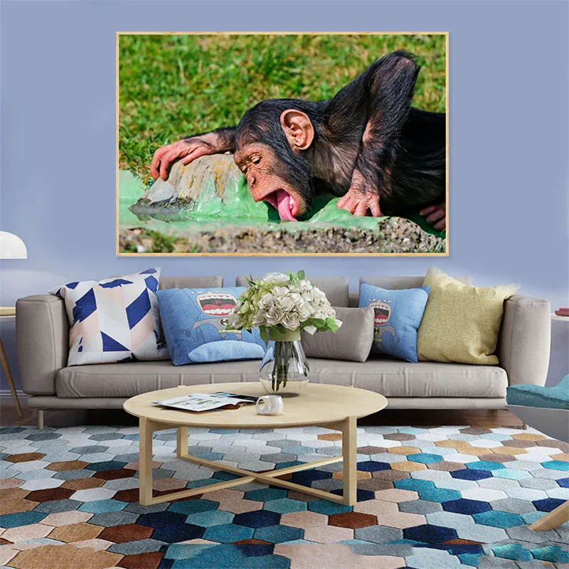 Настенные картины на холсте забавные постеры с обезьянами принты питьевой водой