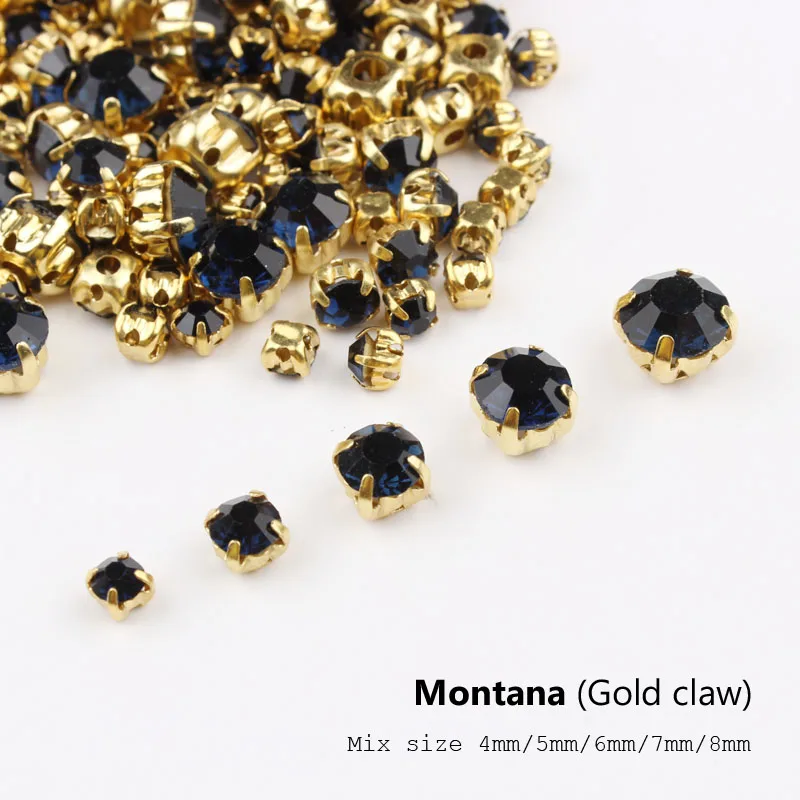 Gold Montana Несовпадающий Размер сшиты Стразы 24 цвета и золотой коготь стекло камень с украшением в виде кристаллов для художественного оформления ногтей, ручная работа обувь и головные уборы багаж украшения - Цвет: Gold Montana