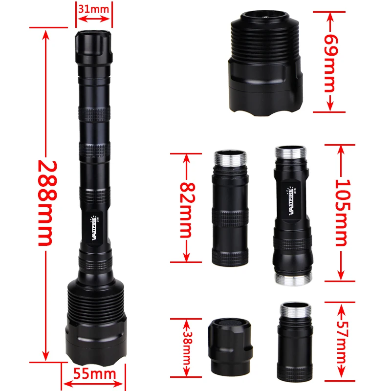 Светодиодсветильник охотничья вспышка 18650 лм 3 * XM L T6 тактическое оружие +