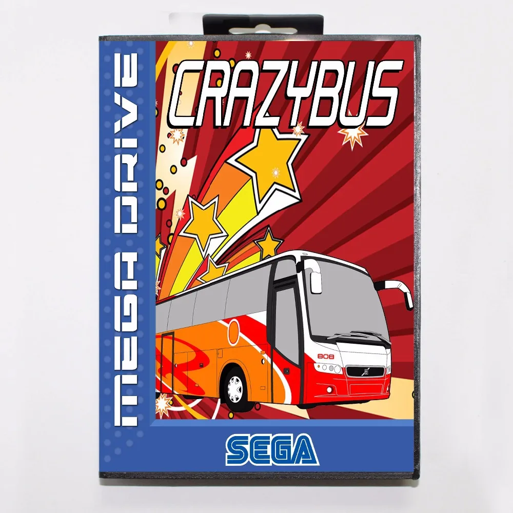 Сумасшедший автобус 16 бит MD карточная игра с коробку для Sega Megadrive/Genesis|crazy bus|16 bitmd