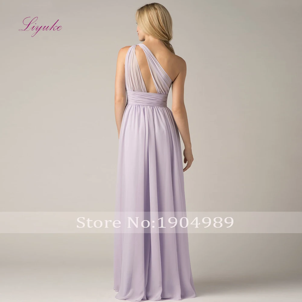 Liyuke A line Bridesmaid Dresses Chiffon Long Formal Dress Simple Elegant One-shoulder With Cute Sashes | Свадьбы и торжества
