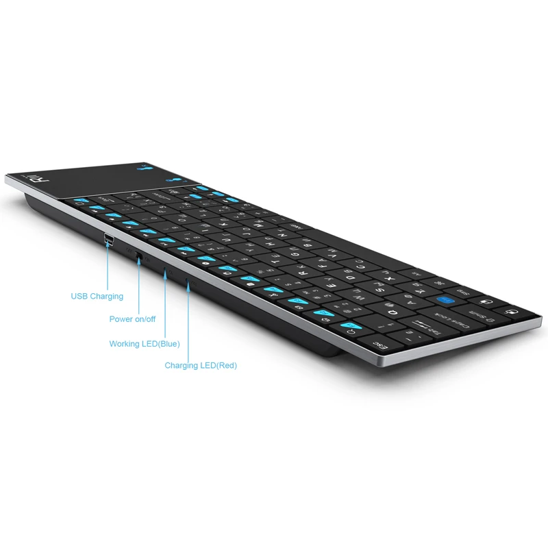 Rii mini i12+ Wireless Mini Keyboard Russian/English/French/Spanish Keyboard with Touchpad mouse for PC Tablet Android TV BOX images - 6