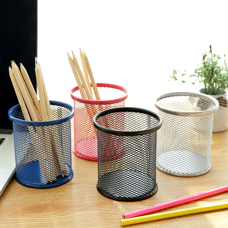 Creative Hollow Out Mesh Metal Pen Holder Multifuction Desk Organizer Storage Box Desktop Office Home Supplies Boxes |