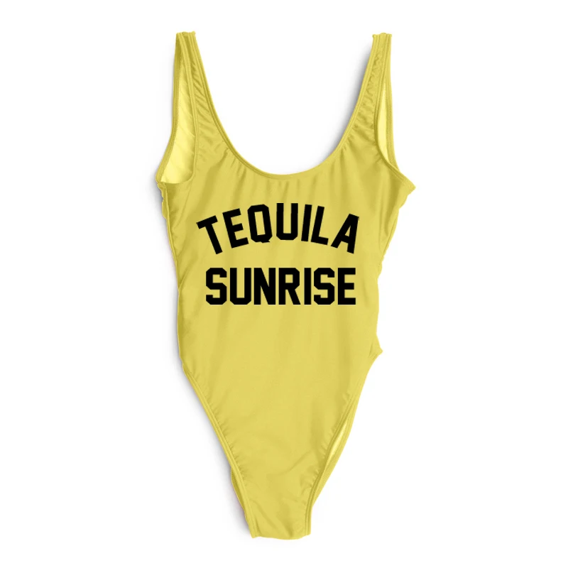 Женский купальник TEQUILA SUNRISE с высокой посадкой, Цельный купальник, сексуальный боди, летняя пляжная одежда, комбинезоны, купальный костюм maio, монокини - Цвет: YWBK