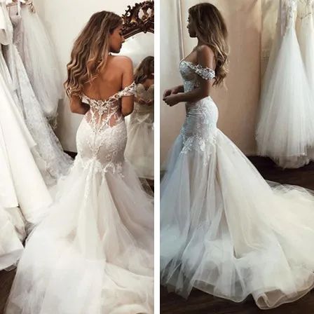 Robe De Mariage свадебные платья русалки с открытой спиной и открытыми плечами 2019