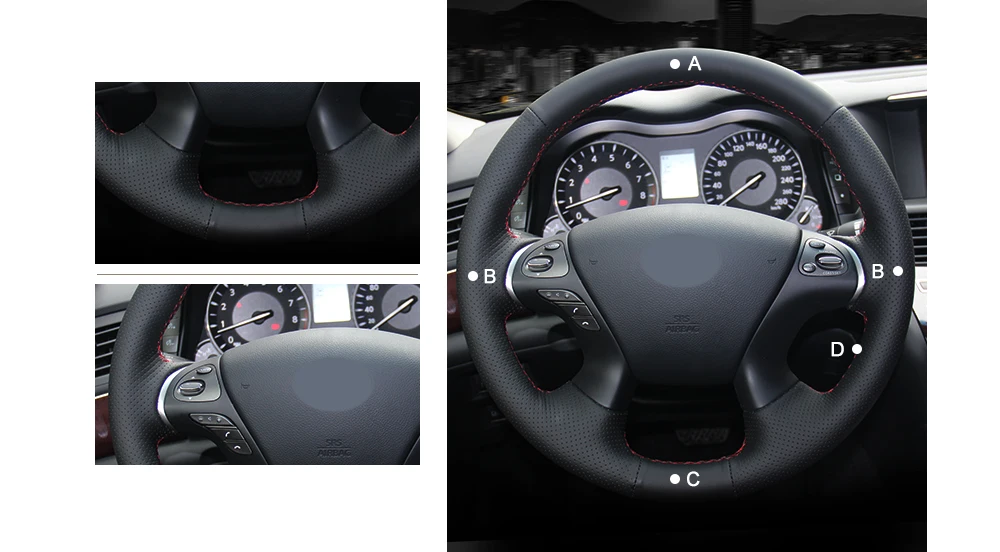 MEWANT черный кожаный чехол рулевого колеса автомобиля для Infiniti JX35 M M25 M35 M37 M56 Q70 QX60 Nissan Murano Pathfinder