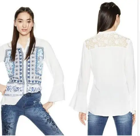 14 xs-xl Испанская deg Tide печатная открытая блузка несколько стилей новая - Цвет: 14 xs-xl