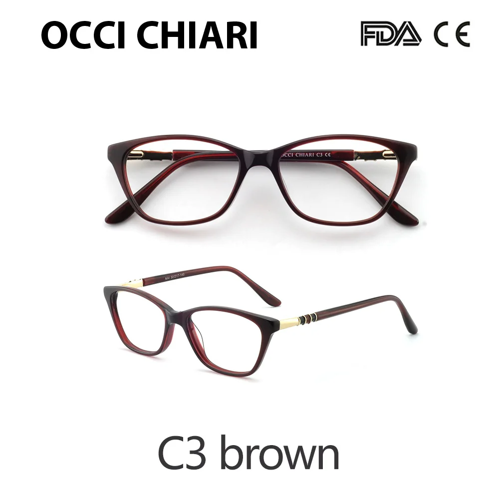 OCCI CHIARI Высококачественная итальянская дизайнерская металлическая оправа для очков для женщин, оптическая оправа для очков ручной работы NAI - Цвет оправы: C3 brown