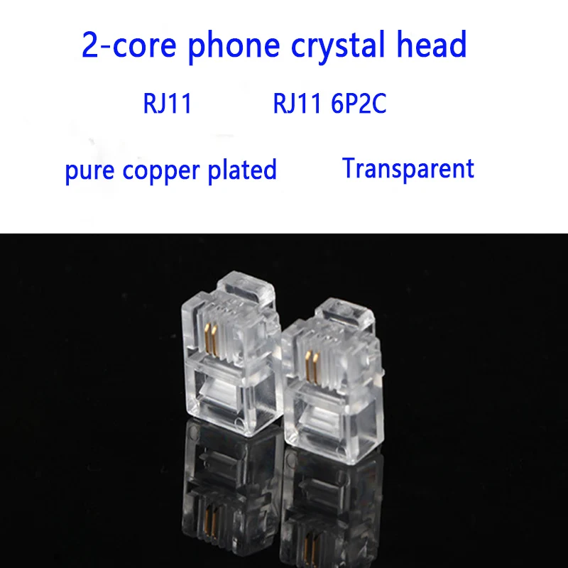 

500pcs/lot High quality RJ11-6P2C two-core phone crystal head gold-plated connector