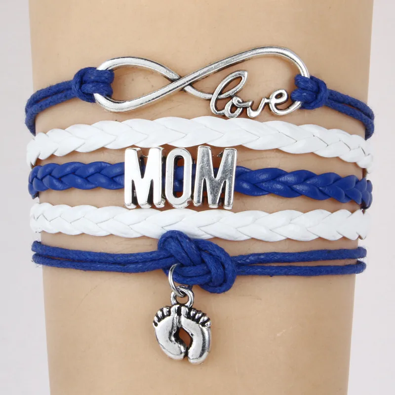 (10 шт./лот) Бесконечная любовь мамы браслет двойной ноги очарование веревка