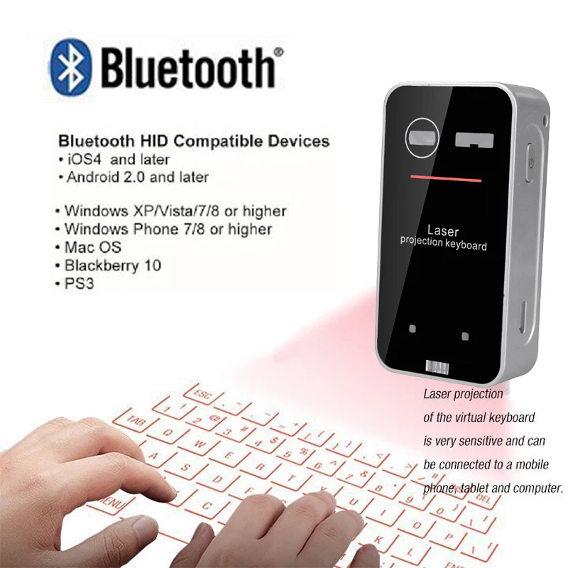 Dmyco мини Беспроводной Bluetooth KB560 виртуальной лазерной клавиатуры проецирования