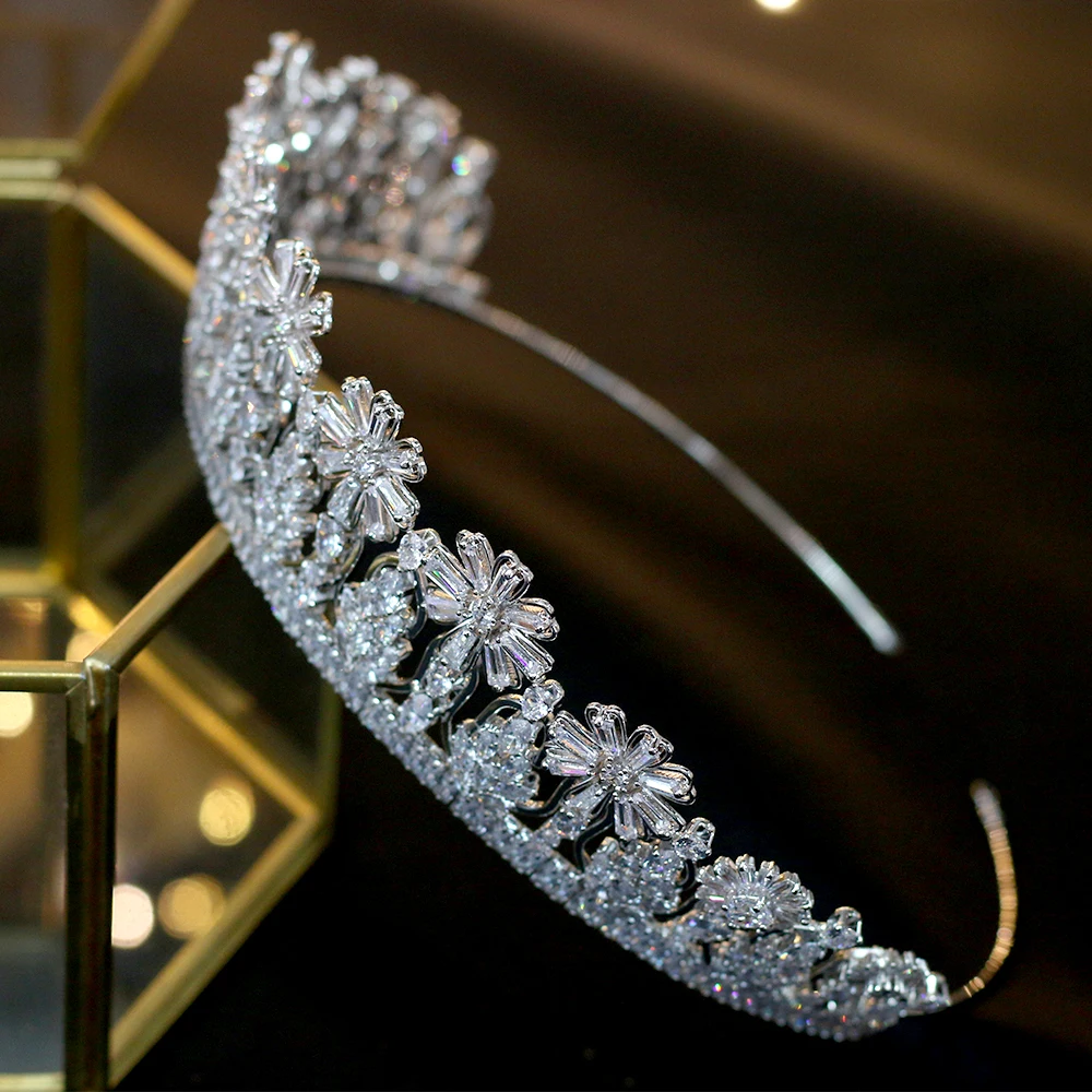 Asnora Luxury Cubic Zirconia Bridal Tiara Crown 2019 Aksesoris Rambut Pernikahan Headband Kecantikan Perhiasan Headwear Crowns | Украшения