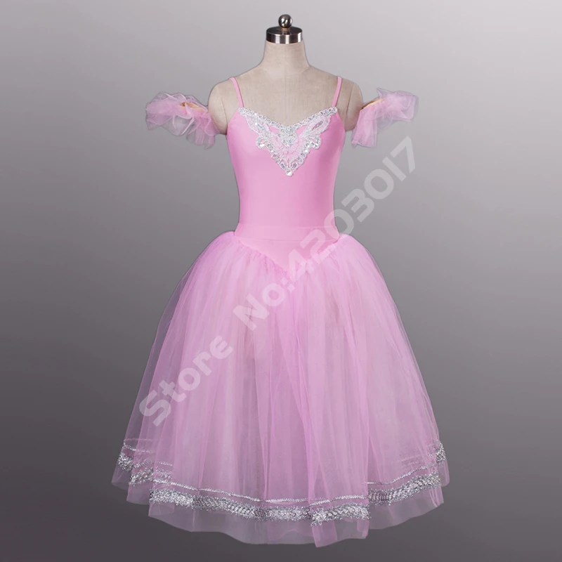 

Adult Two Pieces Professional Ballet Tutu Pink Women Competition Stage Long Dance Wear Performance Girls Dance Dress Kids B1068B