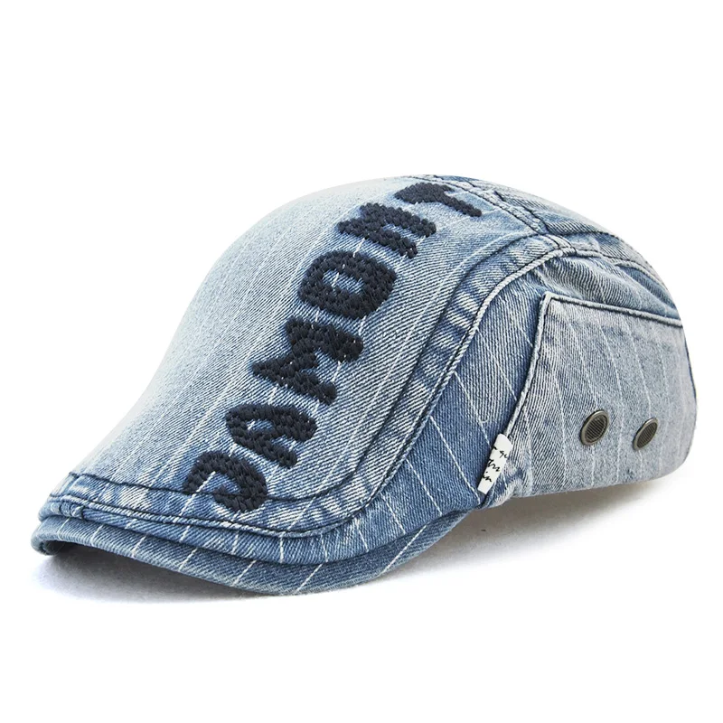 Dark Blue A JAMONT ковбойская плоская кепка винтажная Джинсовая ткань Повседневная Кепка с козырьком Кепка для женщин и мужчин Высокое качество модные джинсы в стиле ретро шляпа - Цвет: Dark Blue A