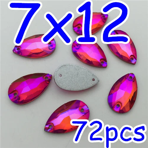 7x12mm Drop 72pcs Блестящие Lt Siam красные из цветного стекла кристалл для нашивки каменные капельки слез с плоской основой Rivoli Navette овальные Tri-angle космические швейные стразы - Цвет: 7x12mm Drop 72pcs