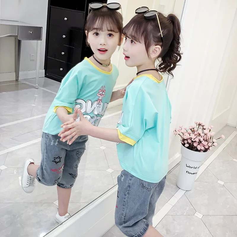 

JMFFY Summer Kids Girls T Shirt Short Sleeve Baby 2019 Girl Shirt Cotton Children T-Shirt O-Neck Tee Tops Toddler Clothing 4-15T