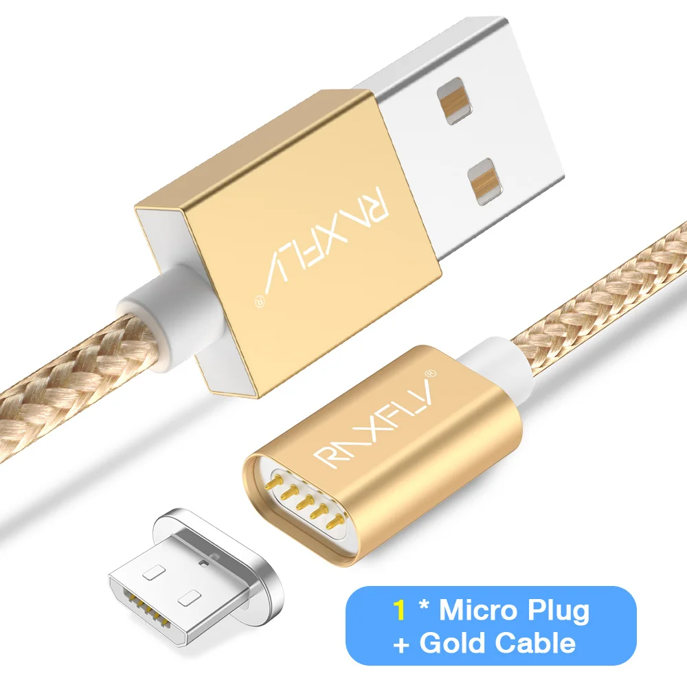 Golden Micro Магнитный кабель RAXFLY для samsung Note 9 S9, быстрый Магнитный кабель для зарядки для iPhone X XS Max, магнитный кабель Micro usb type-C - Цвет: Golden Micro