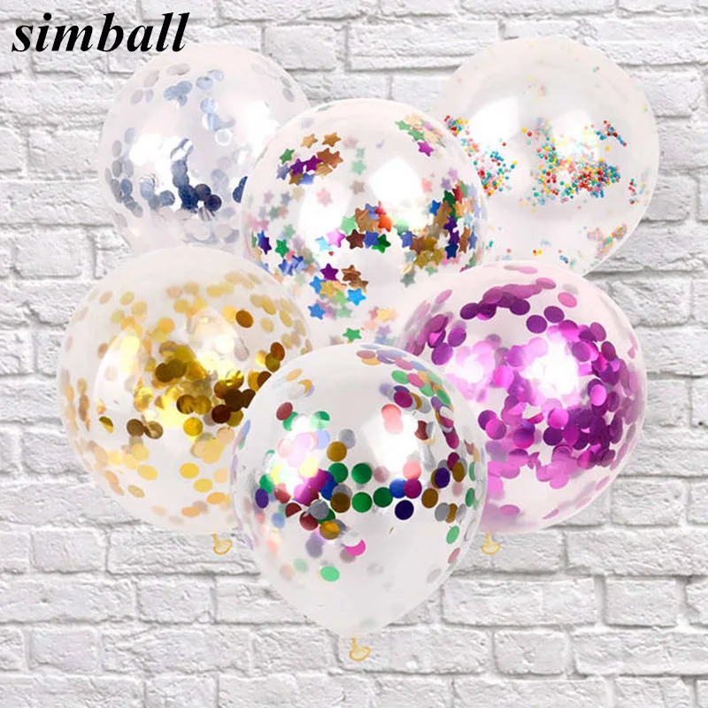 10pcs/lot 12inch Inflatable Confetti Balloon Baby Shower Latex Clear Balloons Wedding Birthday Party Decoration Supplies | Дом и сад