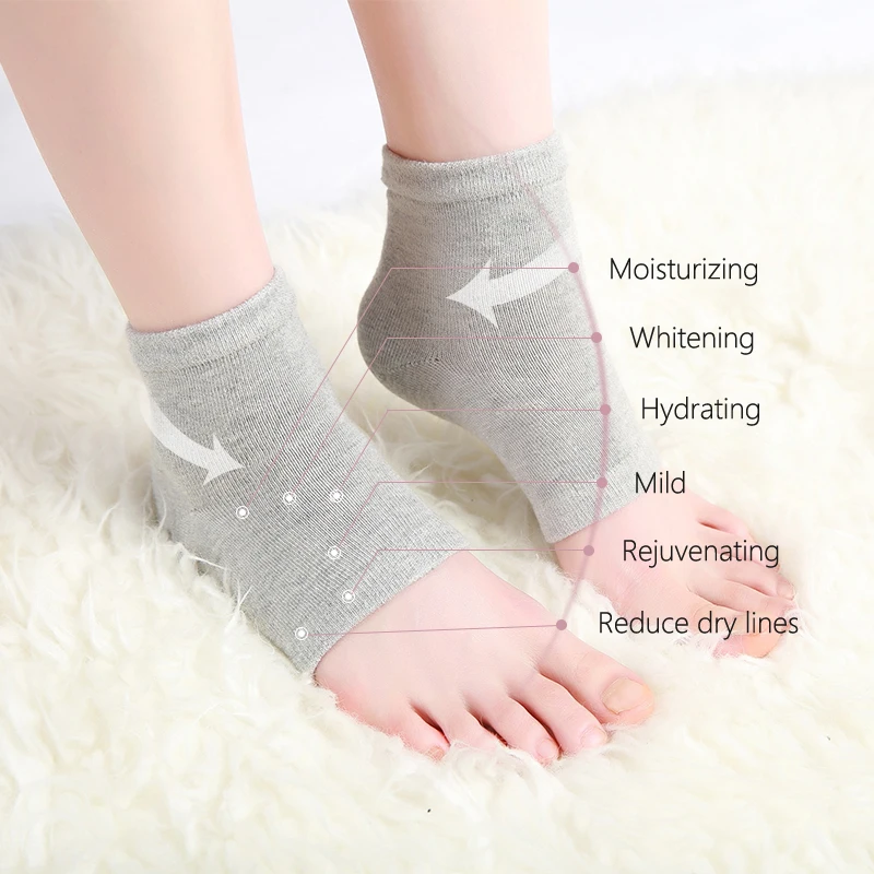 Новые 2 пары Pro Heel Socks Увлажняющие гелевые спа носки для потрескавшейся ноги сухая