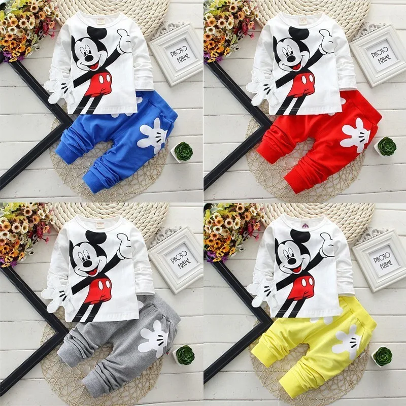 Детская Хлопковая одежда с Микки-Маусом для новорожденных |