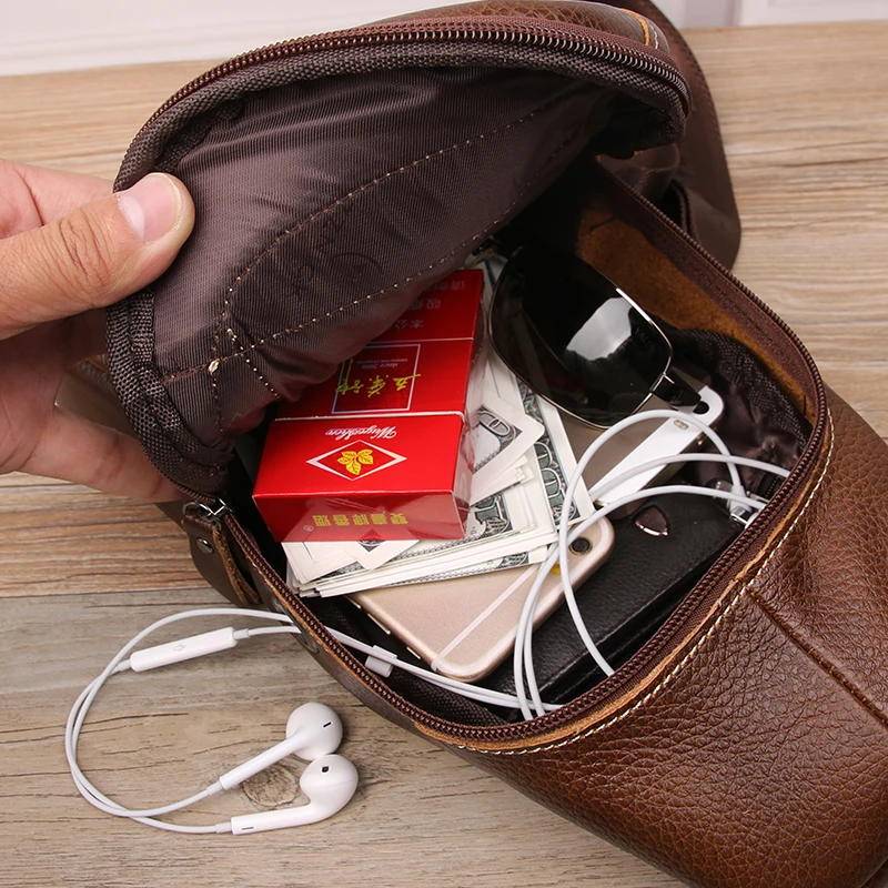 Franya Brand Bag Men Chest Pack Single Shoulder Strap Back Leather Travel Crossbody Bags Vintage | Багаж и сумки