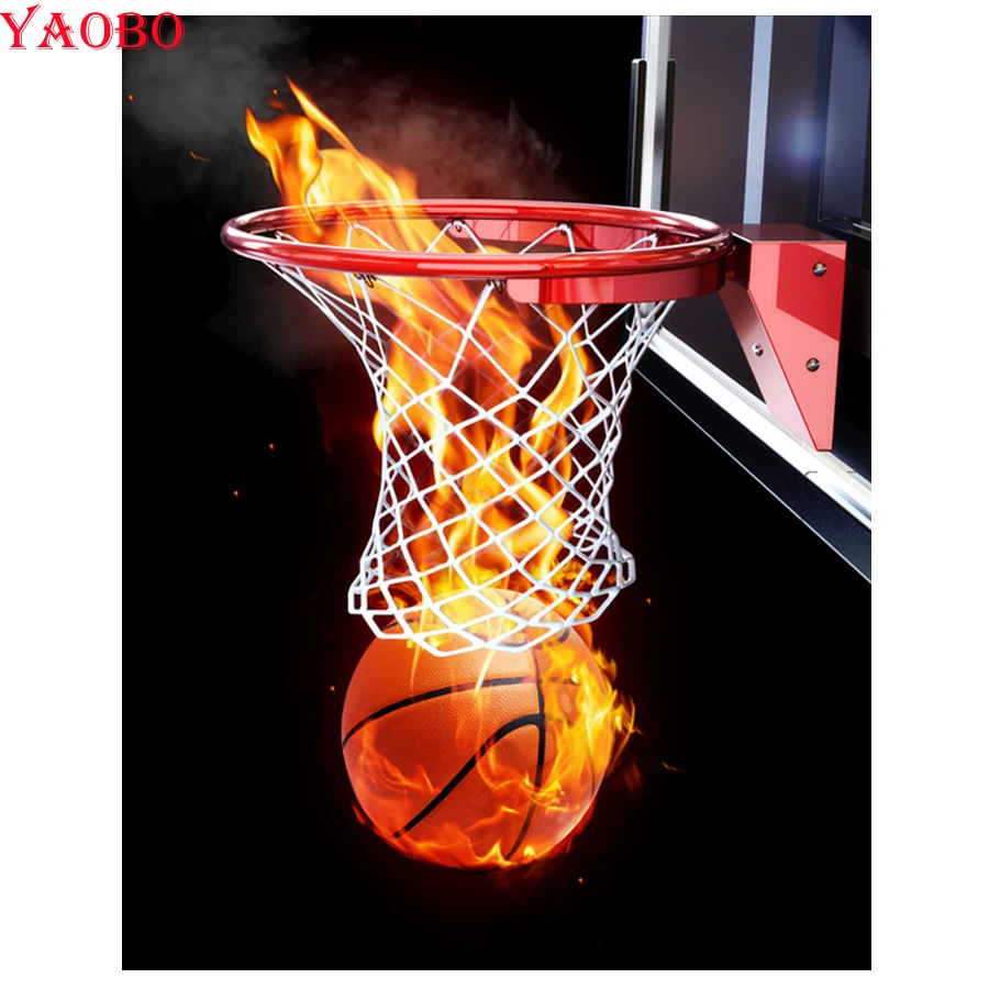 

Full Square Round Diamond Painting Cross Stitch Flame basketball 5D DIY Diamond Embroidery Pictures of Rhinestones Home Decor