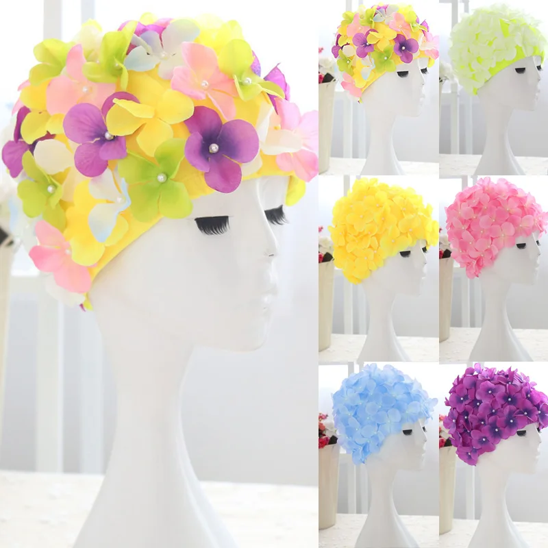 

Hot Women 3D Petal Swim Hat Bath Cap Ladies Swimming Pool Flower Hats DO2