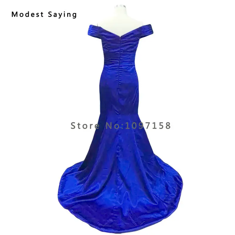 

Real Photo Sexy Royal Blue Mermaid Pleated Evening Dresses 2018 New Fashion Formal Women Long Party Prom Gowns vestido de festa