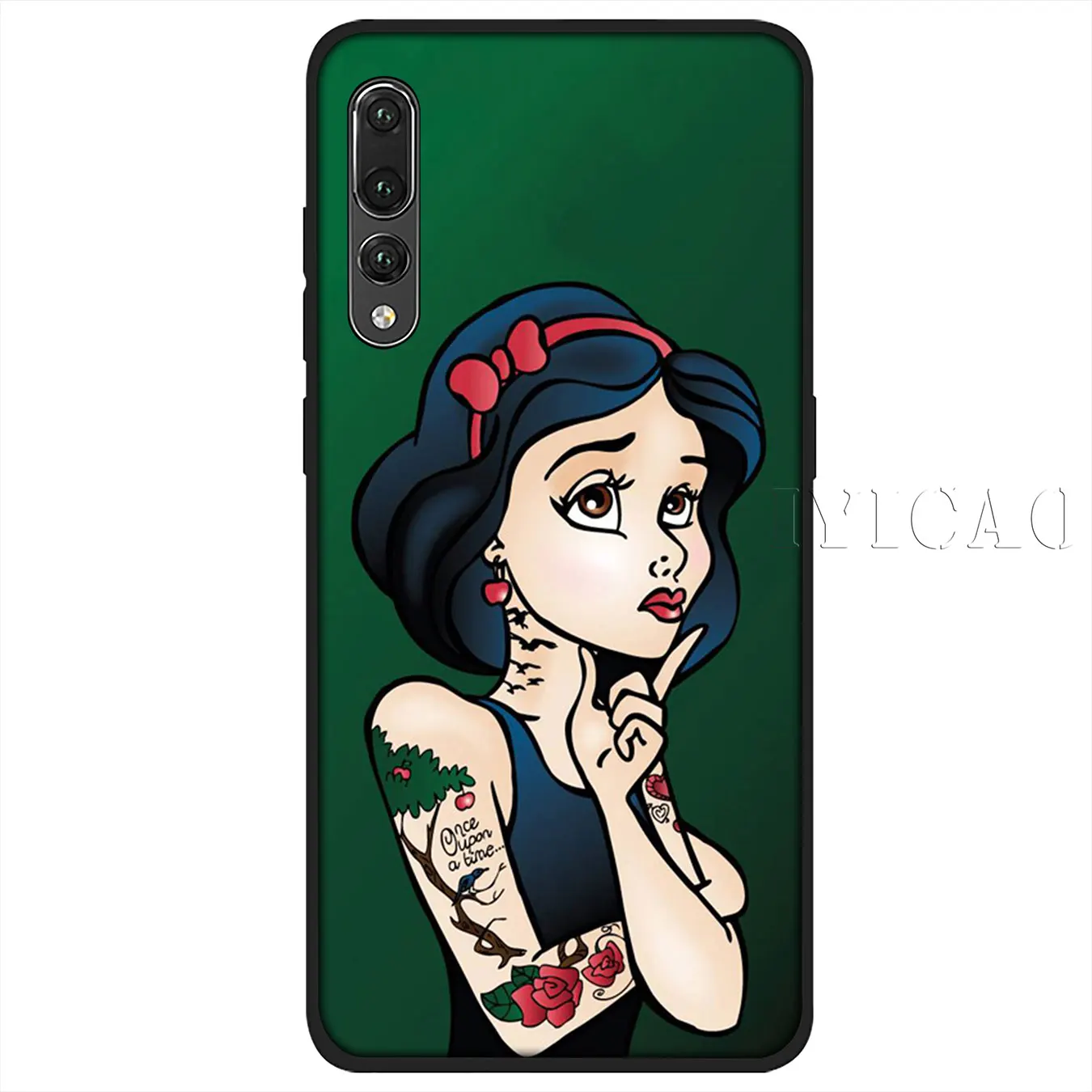 IYICAO Tattooed Alice Ariel Jasmine princess cartoon Soft Case for Huawei P30 P20 Pro P10 P9 P8 Lite Mini 2017 P smart Z 2019 |