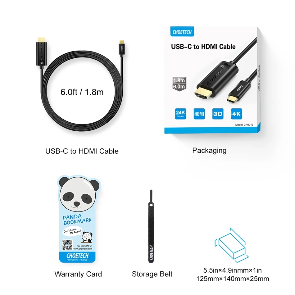 CHOETECH USB C к HDMI 4K кабель адаптер 60 Гц 6Ft usb type 1080p для 2017 2018 MacBook Pro samsung Galaxy S9 huawei| |