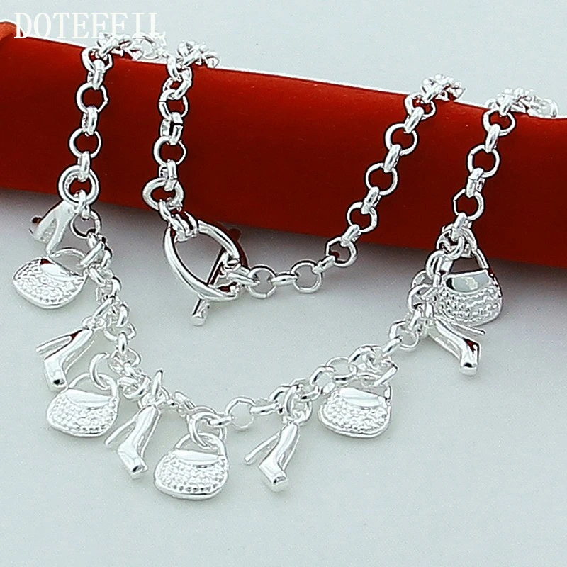 Женские свадебные туфли DOTEFFIL из стерлингового серебра 925 пробы на высоком