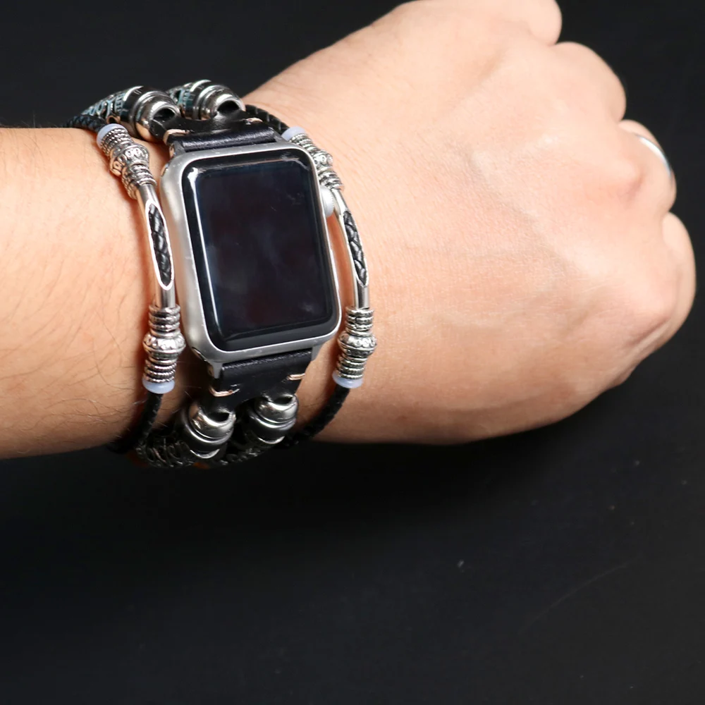 Ручной работы в стиле ретро для женщин браслет ремень наручных часов Apple Watch 38 мм 40