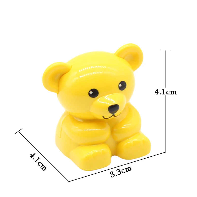 Little yellow bear Строительные блоки большого размера, аксессуары, милые животные, зоо, совместимые с Duplos, кирпичи, медведь, тигр, Лев, слон, панда, Набор детских игрушек, подарок - Цвет: Little yellow bear