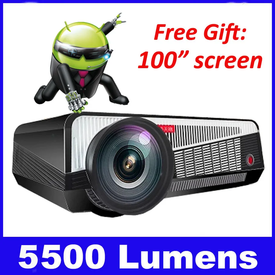 5500 люмен Smart Android 4.4 ЖК-Телевизор LED проектор Full HD аксессуары 1920x1080 3D домашний