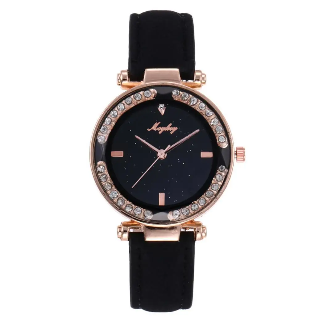 Модный браслет из искусственной кожи круглые Аналоговые кварцевые наручные часы