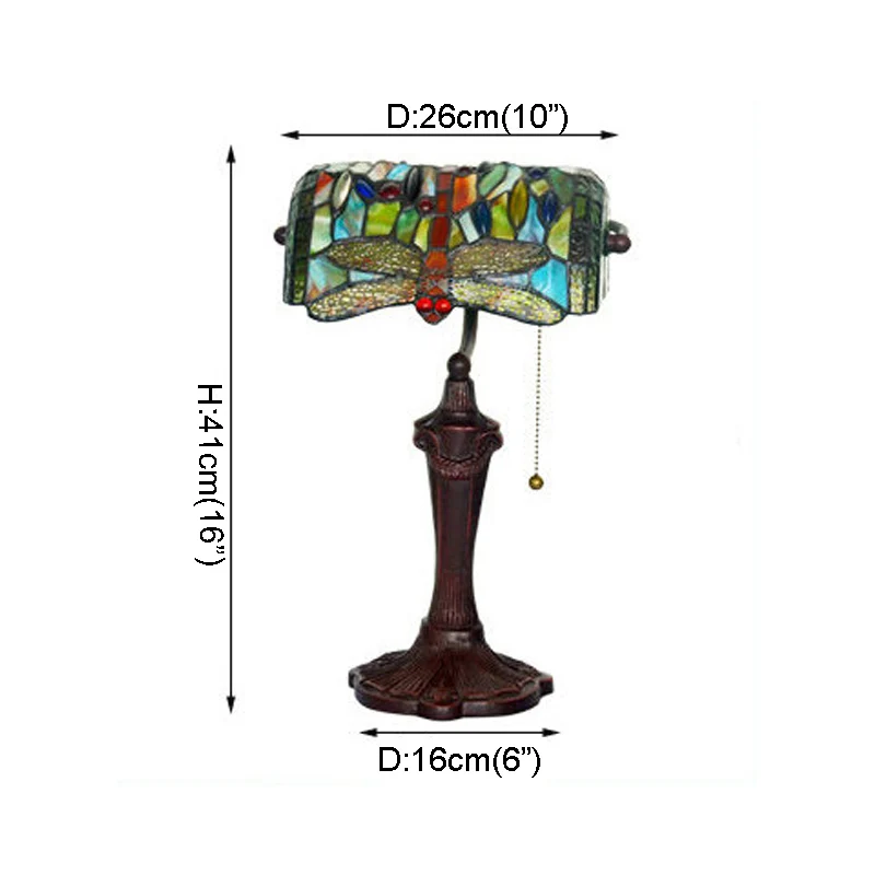 Фумат Стрекоза витражные стеклянные настольные лампы Tiffany Bank прикроватная лампа