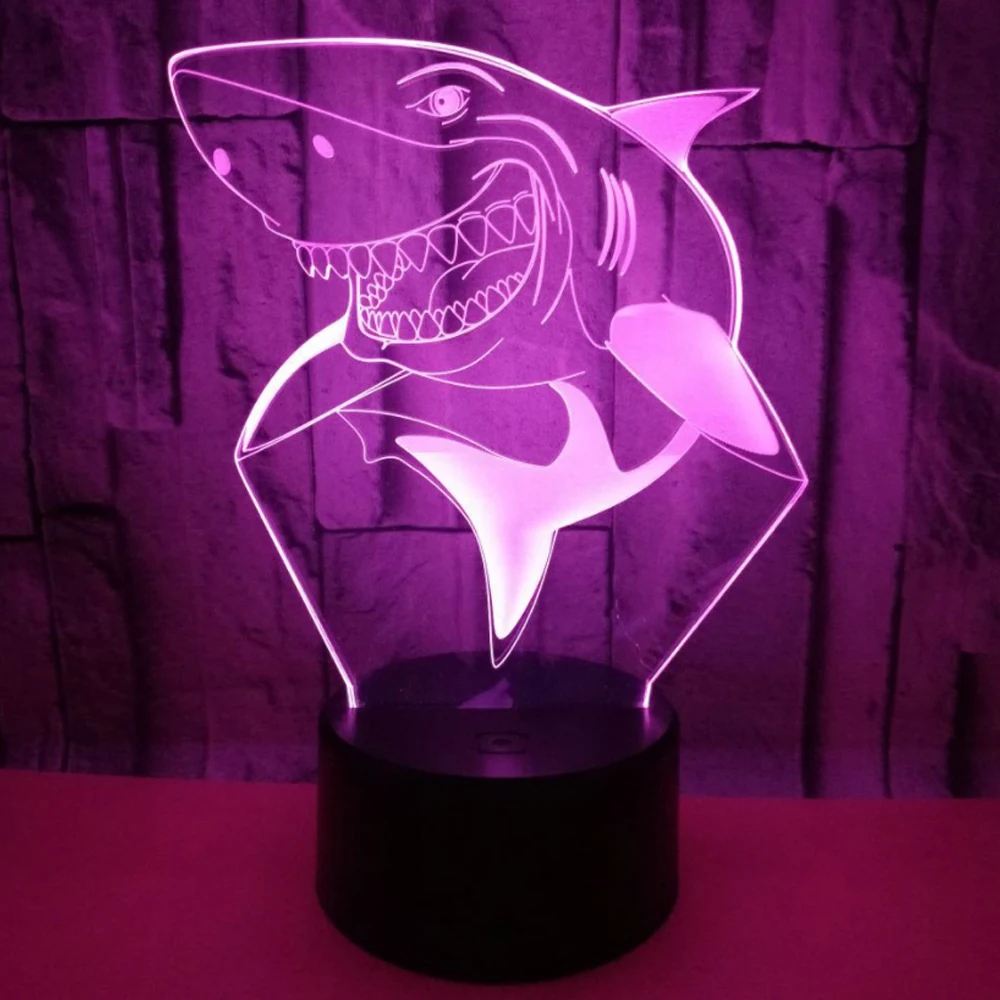 3D лампа в форме акулы животные освещение стол USB LED ночные светильники подарок для