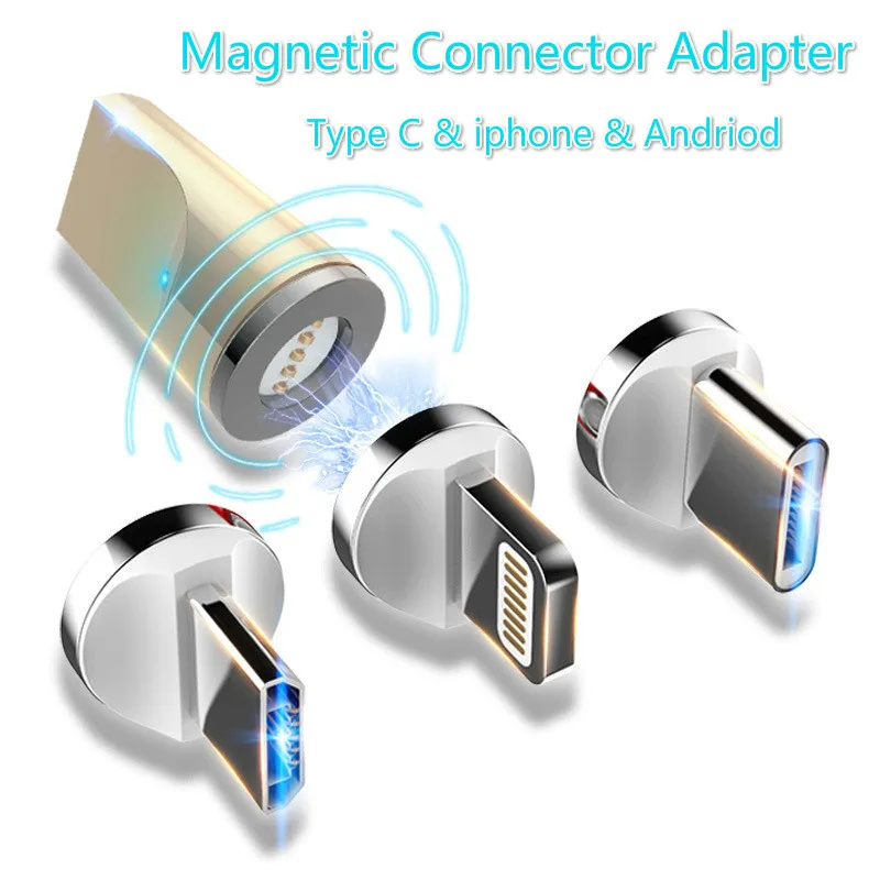 OtgMagnetic Cable adapter Быстрый зарядный разъем LED light micro usb адаптер IOS andriod type C adpater для iphone