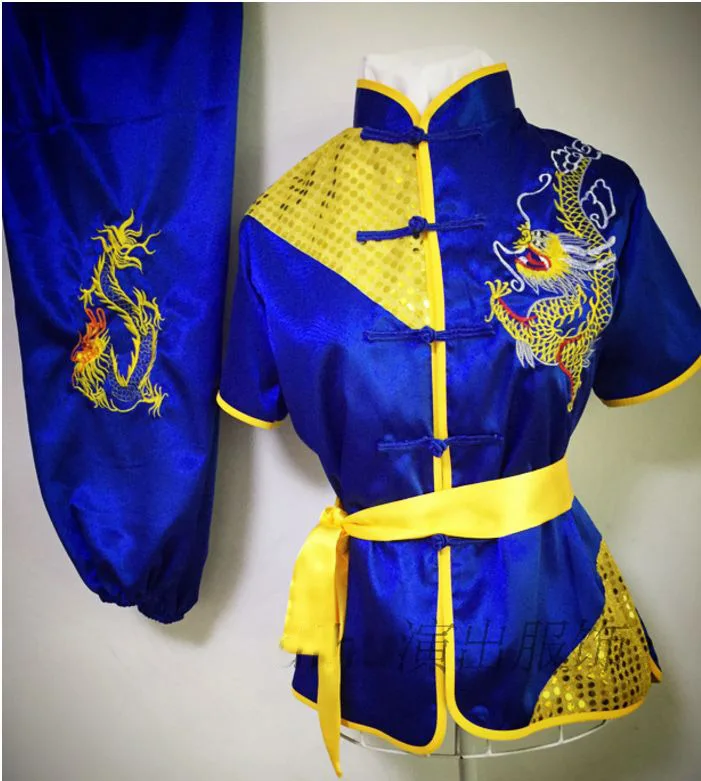 Унисекс детская и взрослая вышивка дракон Кунг фу Униформа ушу боевые искусства