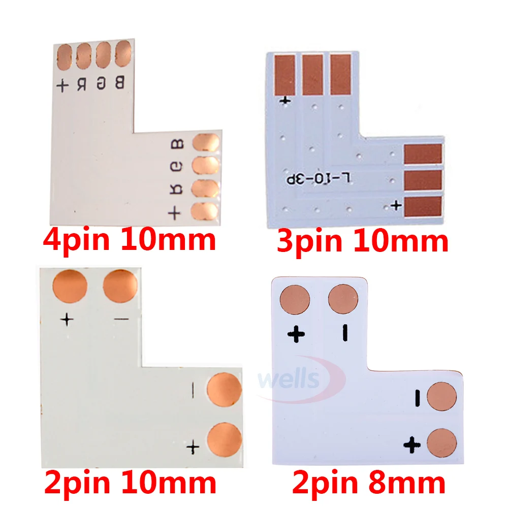 Best pricell 2pin 3pin 4 pin 8 мм 10 L форма светодиодный разъем для подключения угла под прямым