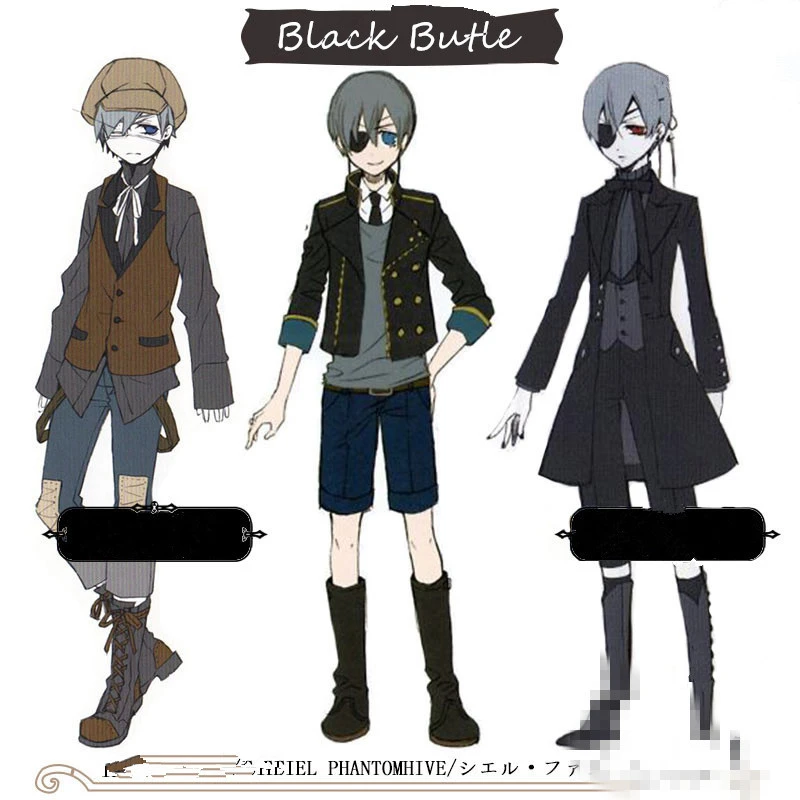 Черный бутле Ciel Phantomhive Little Devil and Plebeian косплей костюм повседневная форма модные