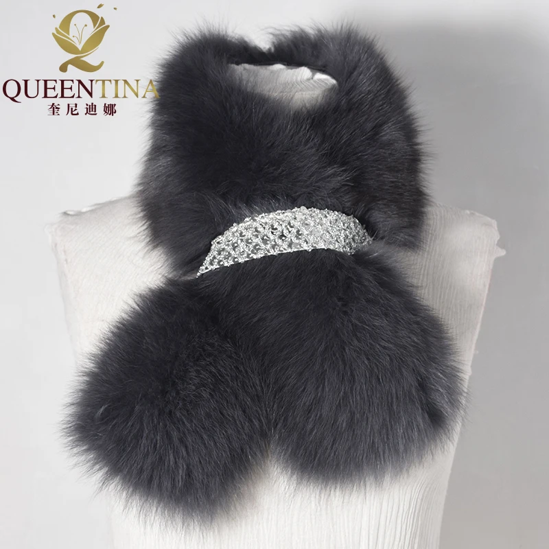 100% воротник из натурального меха роскошный Лисий мех кольцо ошейник шарф женский