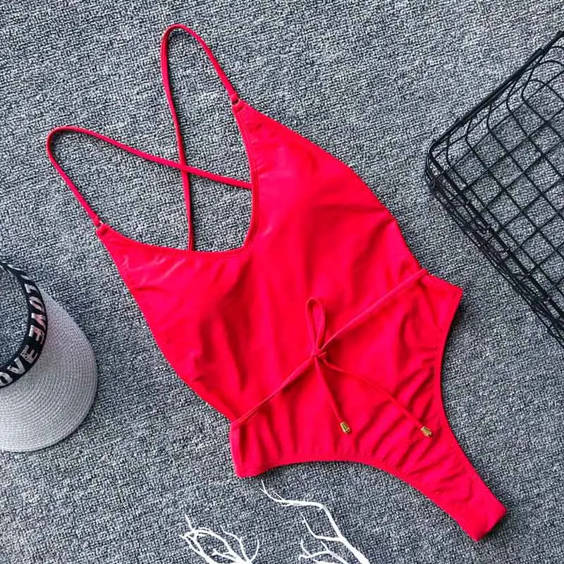 Sexy Black White Red One Piece Swimsuit Women Push Up Swimwear Female Bather U Back Bathing Suit Swim Lady Monokini 5191 | Спорт и