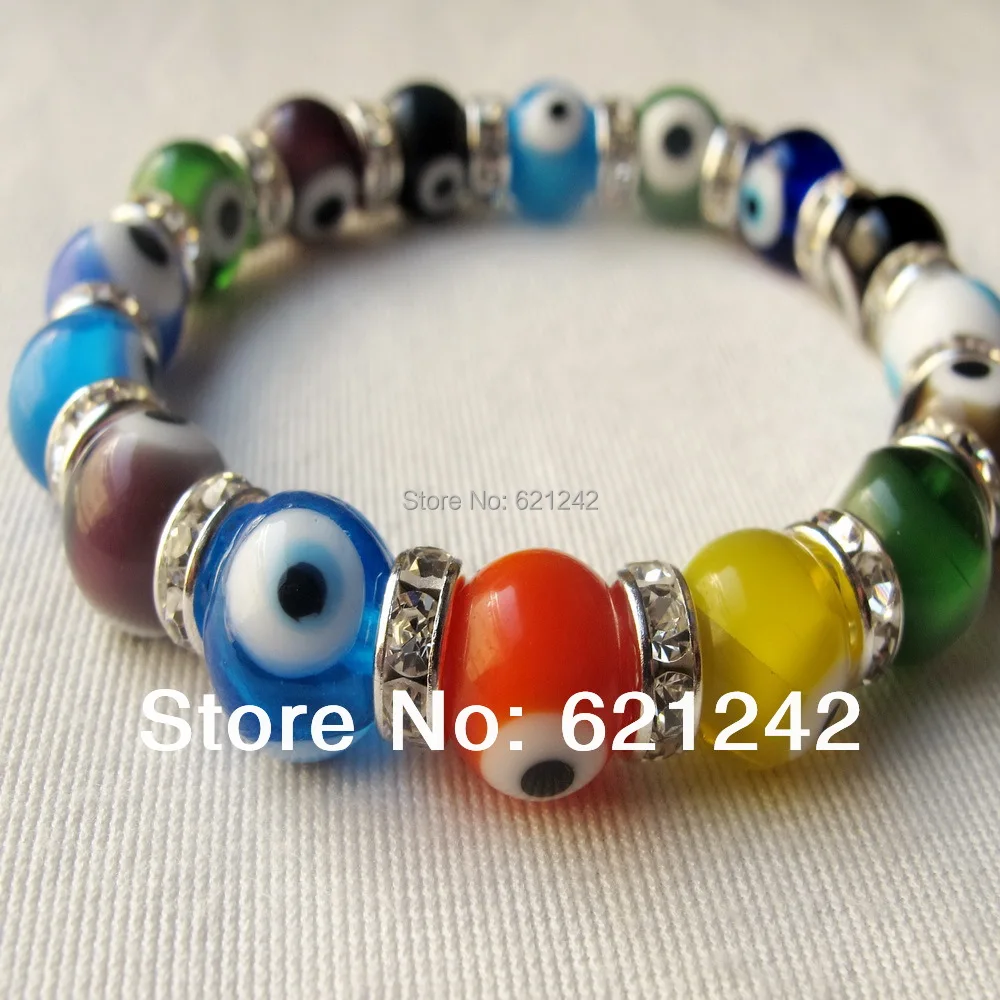 12 шт./лот разноцветный браслет в стиле панк с изображением сглаза модные браслеты