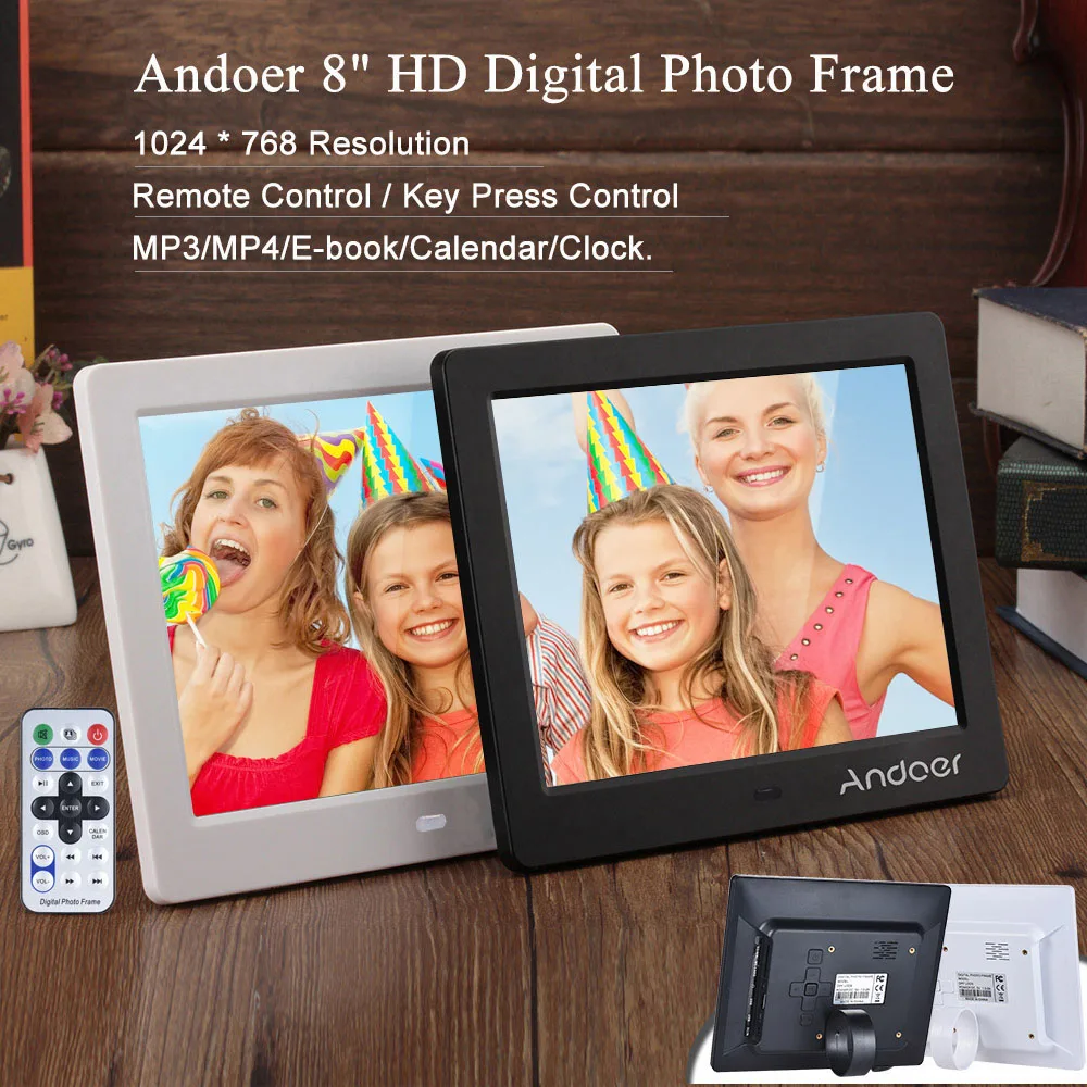 Andoer 8 &quotHD широкий экран с высоким разрешением цифровая фоторамка Будильник MP3 MP4